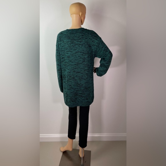 Green and Grey Marle Cable Knit Crewneck Sweater Dress - Picture 8 of 11